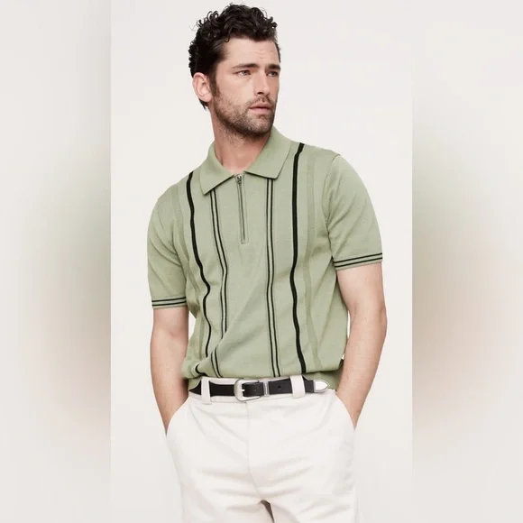 BANANA REPUBLIC COTTON STRIPE SWEATER POLO - Picture 4 of 7